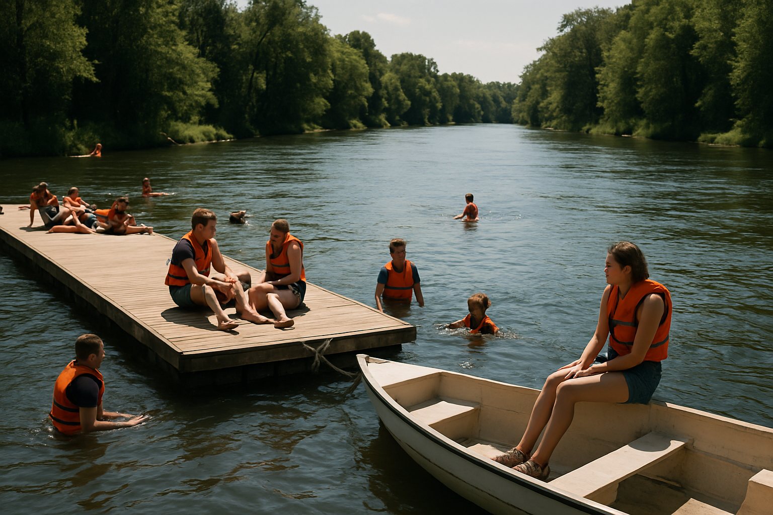 Floating Dock on a River: Current, Debris and Changing Water