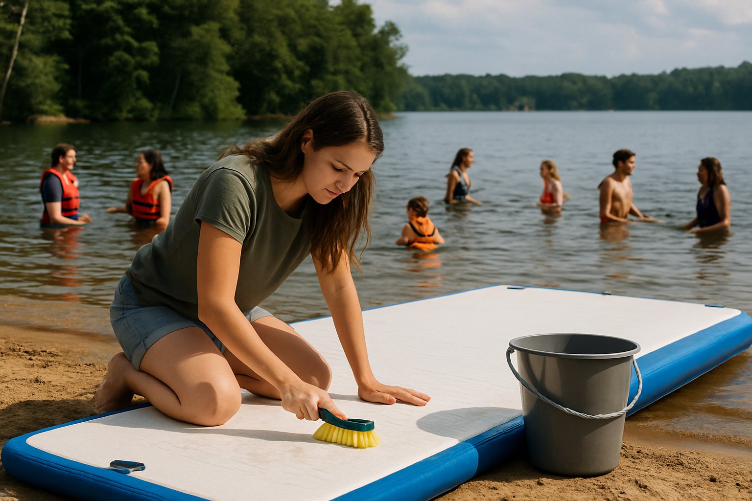 Cleaning an inflatable dock