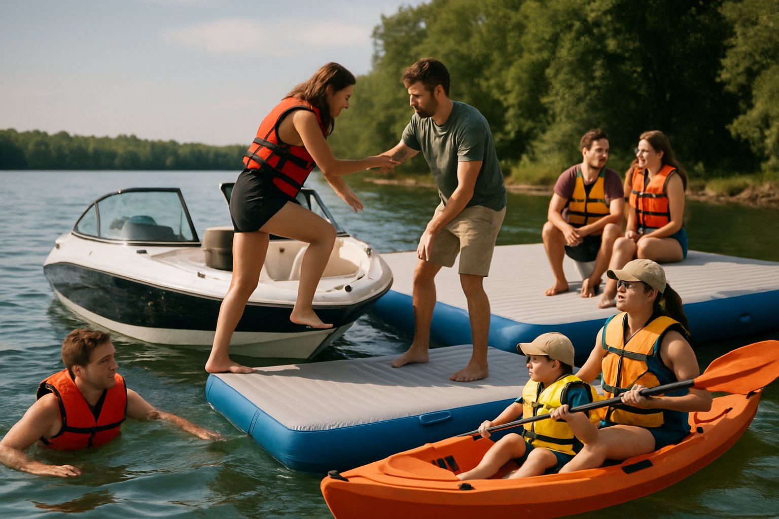 Boarding, swimming and launching from one dock